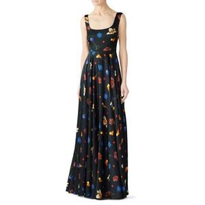 Solace London Naie Gown Black Floral Print